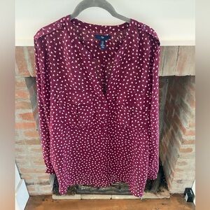 Womens Gap Semi Sheer Hearts Lightweight Casual Top size XL Relaxed Slouchy​